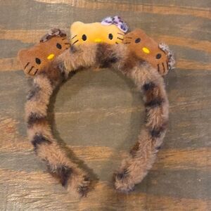 Fuzzy Cat Ear Headband with Trio Kitty Accents